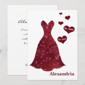 Wees mijn bruidsmeisje Valentijnsdag bordeaux jurk Feestdagenkaart (Voorkant / Achterkant)