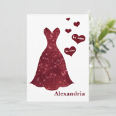 Wees mijn bruidsmeisje Valentijnsdag bordeaux jurk Feestdagenkaart (Staand voorkant)