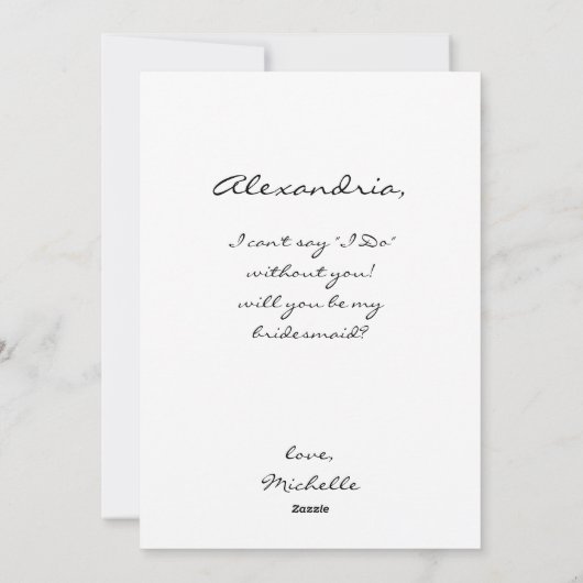 Wees mijn bruidsmeisje Valentijnsdag bordeaux jurk Feestdagenkaart (Achterkant)