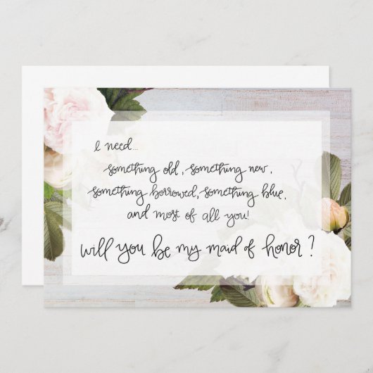 Wees mijn bruidsmeisje van eer | Bruidsfeest vraag Kaart (Voorkant / Achterkant)