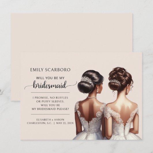 Wees mijn bruidsmeisje voorstel Afro-Amerikaans Kaart (Voorkant / Achterkant)