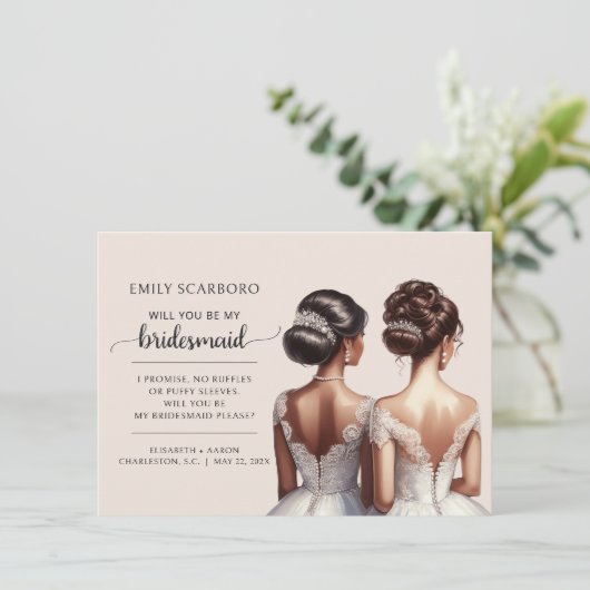 Wees mijn bruidsmeisje voorstel Afro-Amerikaans Kaart (Staand voorkant)