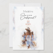 Wees mijn bruidsmeisje Waterverf rustieke cowboy b Kaart (Voorkant)