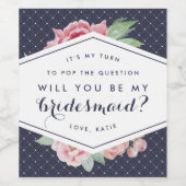 Wees mijn bruidsmeisje wijn of mousserende wijn et etiket (Enkel label)