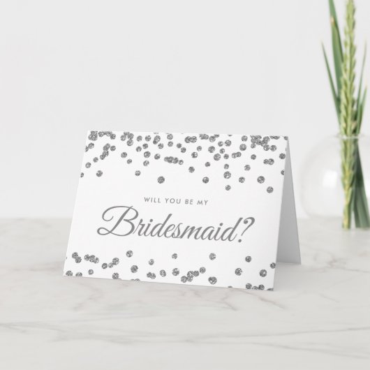 Wees mijn bruidsmeisje zilveren glitter Confetti w (Voorkant)