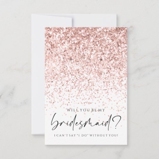 Wees mijn bruidsroze glitter aardehouder bedankkaart (Voorkant)