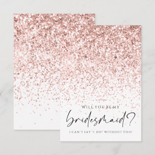 Wees mijn bruidsroze glitter aardehouder bedankkaart (Voorkant / Achterkant)