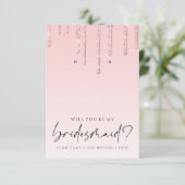 Wees mijn bruidsroze roze glitter aardehouder bedankkaart (Staand voorkant)