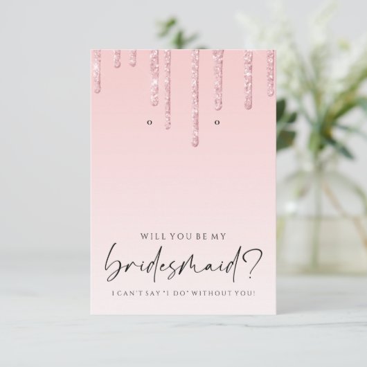 Wees mijn bruidsroze roze glitter aardehouder bedankkaart (Staand voorkant)