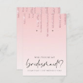 Wees mijn bruidsroze roze glitter aardehouder bedankkaart (Voorkant / Achterkant)