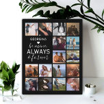 Wees mijn cadeau | Koeling van paarse foto's Fotoplaat<br><div class="desc">Persoonlijke herinneringen aan het afbeelding plaque met een zwarte achtergrond die kan worden gewijzigd in elke kleur,  16 foto's van uw keuze,  jouw naam,  een wit hartsymbool en de zoete tekst die luidt: "Wees altijd voor altijd en altijd voor altijd van mij".</div>