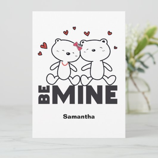 WEES MIJN - Cute Persoonlijke Moderne Valentijnsda Kaart (Staand voorkant)