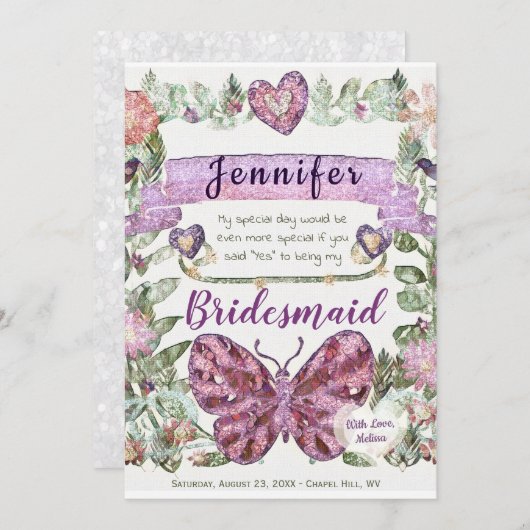 Wees mijn dienstmeisje met hart kaart (Voorkant / Achterkant)