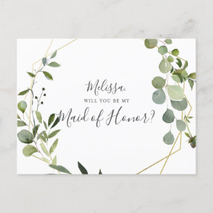 Wees mijn dienstmeisje van Honor Greenery Uitnodiging Briefkaart