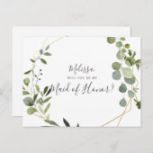 Wees mijn dienstmeisje van Honor Greenery Uitnodiging Briefkaart (Voorkant / Achterkant)