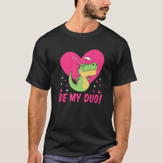 Wees mijn duo Cute Flying Dinosaur Valentijnsdag D T-shirt (Voorkant)