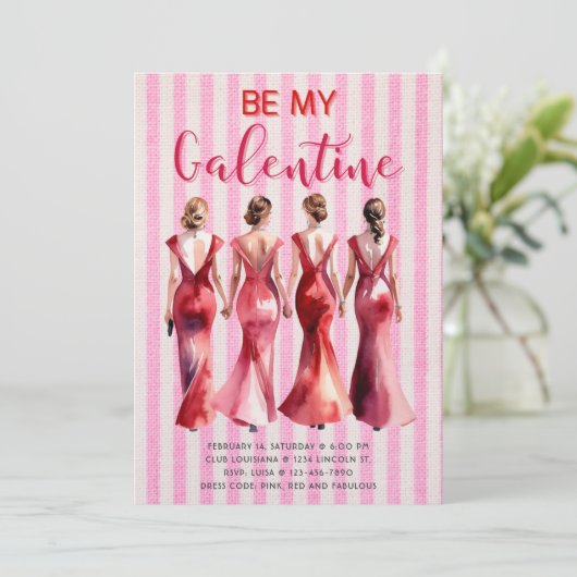 Wees mijn Galentijnse Uitnodiging Ik Chic Pink & R (Staand voorkant)