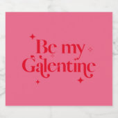 Wees mijn Galentine Friend Valentijn Red Pink Sparkling Wijnetiket (Enkel label)