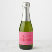 Wees mijn Galentine Friend Valentijn Red Pink Sparkling Wijnetiket (Voorkant)