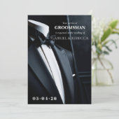 Wees mijn getuige verzoek black tie bruiloft  kaart (Staand voorkant)