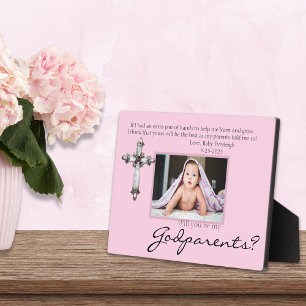 Wees mijn godouders Voorstel Roze Memorial Foto Fotoplaat