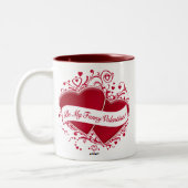 Wees mijn grappige Valentijn! Rode harten Tweekleurige Koffiemok (Links)