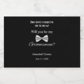 Wees mijn Groomsman Elegant Bow-voorstel Likeurfles Etiket (Enkel label)