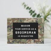 Wees mijn Groomsman Kaart - Camo (Staand voorkant)