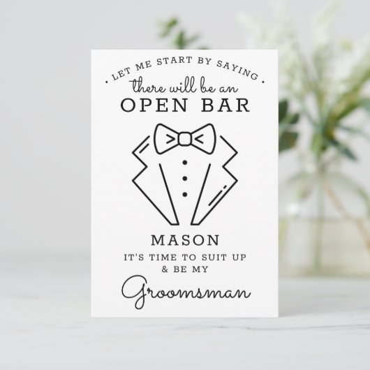 Wees mijn Groomsman Kaart - Grappig (Staand voorkant)