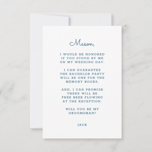 Wees mijn Groomsman Kaart - Grappig (Achterkant)