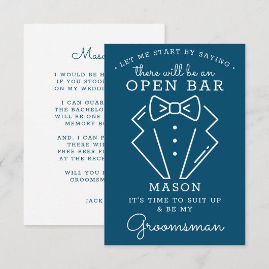 Wees mijn Groomsman Kaart - Grappig (Voorkant / Achterkant)