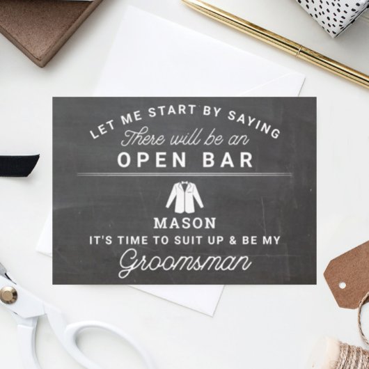 Wees mijn Groomsman-Kaart - Rustic Chalkboard Bedankkaart