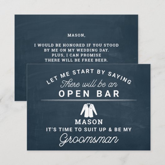 Wees mijn Groomsman Kaart - Rustiek (Voorkant / Achterkant)