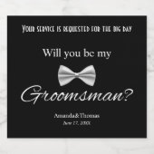 Wees mijn Groomsman-voorstel Moderne bruiloft Likeurfles Etiket (Enkel label)