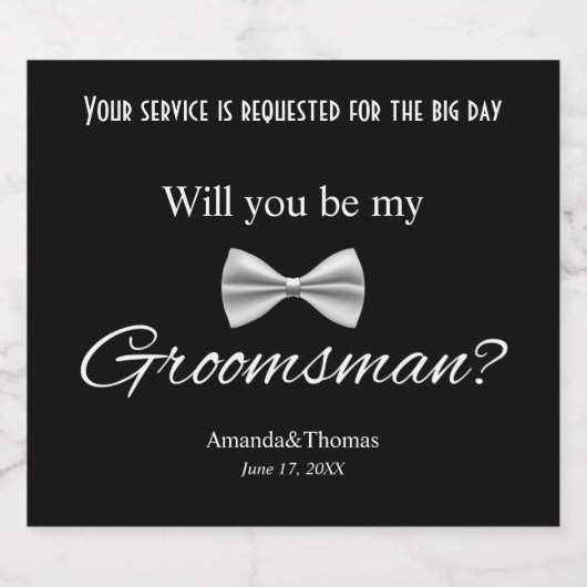 Wees mijn Groomsman-voorstel Moderne bruiloft Likeurfles Etiket (Enkel label)