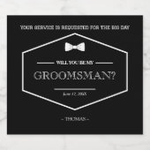 Wees mijn Groomsman-voorstel zwarte moderne bruilo Likeurfles Etiket (Enkel label)