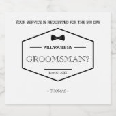 Wees mijn Groomsman-voorstel zwarte moderne bruilo Likeurfles Etiket (Enkel label)