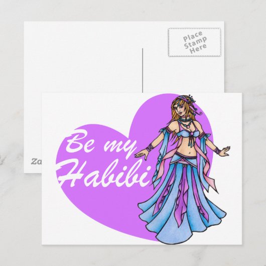 Wees mijn Habibi Belly Dancer Briefkaart (Voorkant / Achterkant)