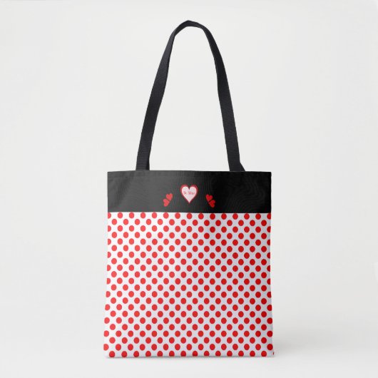 Wees mijn hartspokken rood roze tote bag (Voorkant)