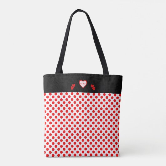 Wees mijn hartspokken rood roze tote bag (Achterkant)