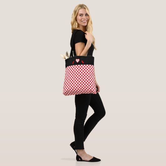 Wees mijn hartspokken rood roze tote bag (Op model)