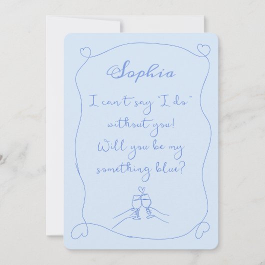 Wees mijn iets blauw Schattige bruidsmeisje voorst Kaart (Voorkant)