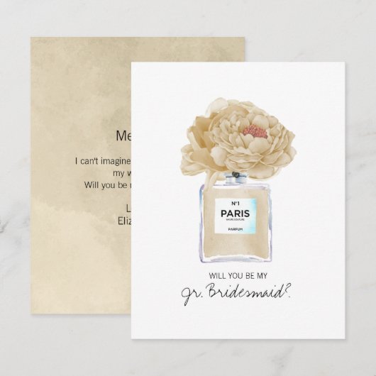 Wees mijn Jr Bridesmaid Champagne Peony & Perfume (Voorkant / Achterkant)