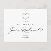 Wees mijn junior Bridesmaid Floral Pink Heart Voor Briefkaart (Voorkant)