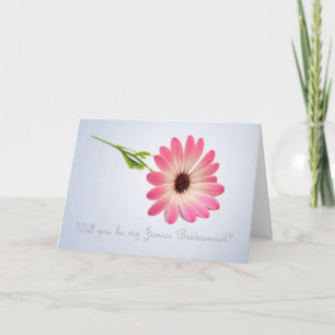 Wees mijn Junior Bridesmaid - roze daisy Card