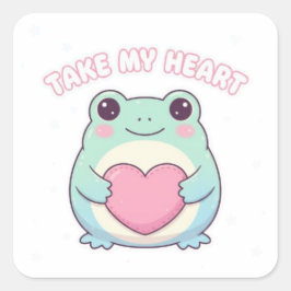 wees mijn kikker, valentijn kikker, romantische ki vierkante sticker
