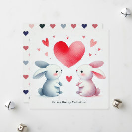 " Wees mijn konijn op Valentijnsdag" Aquarel Mooie Feestdagenkaart