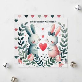 "Wees mijn konijn op Valentijnsdag" Konijnen in ha Feestdagenkaart