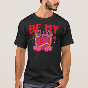 Wees Mijn Liefde Retro Cool Hart Roos Biker Valent T-shirt