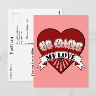 Wees mijn liefde Retro Valentijnsdag Rood Hart Briefkaart